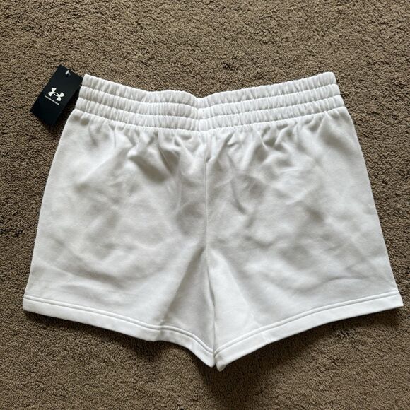 NWT UNDER ARMOUR women's Rival FLEECE SHORTS Size L white - Picture 3 of 6